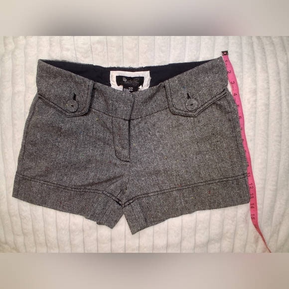 High Waist Gray Textured Shorts - Picture 5 of 8